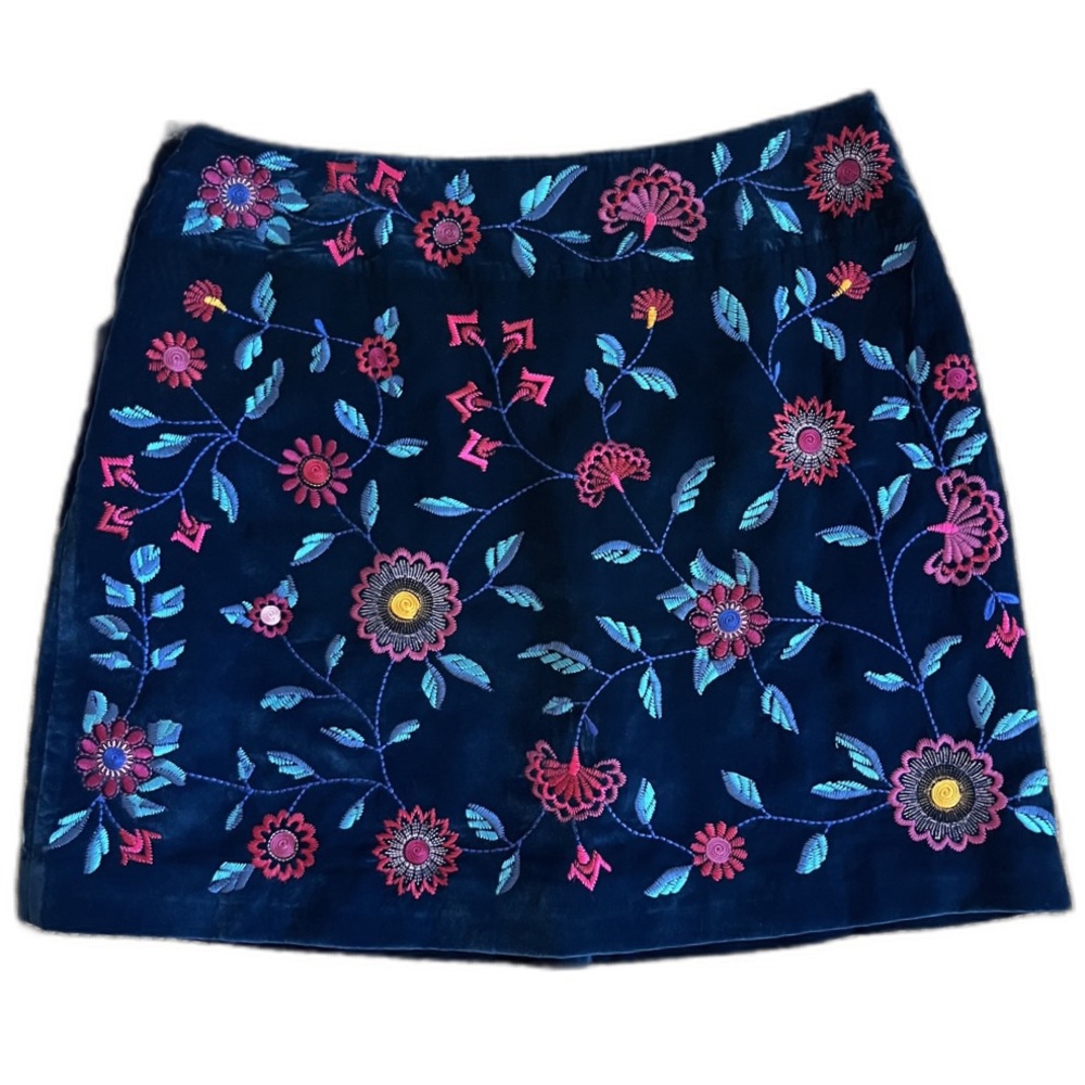 Anthropologie Velvet & Embroidered Mini Skirt - Picture 3 of 5